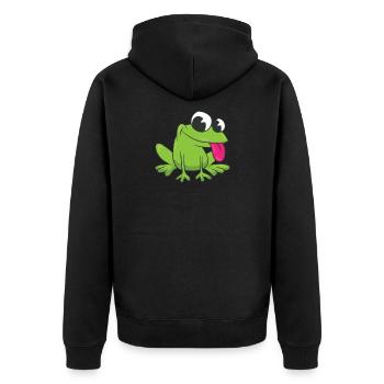 Frog - stick out its tongue - Unisex Premium Organic Zip Hoodie - black - Back - Nico (187cm)