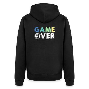 Junggesellenabschied - Unisex Premium Bio Zip Hoodie - Schwarz - Hinten - Nico (187cm)
