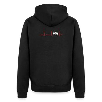 Lutte - rythme cardiaque, ligne cardiaque, pouls, électrocardiogramme, rouge - Veste à capuche bio Premium Unisexe - noir - Dos - Nico (187cm)