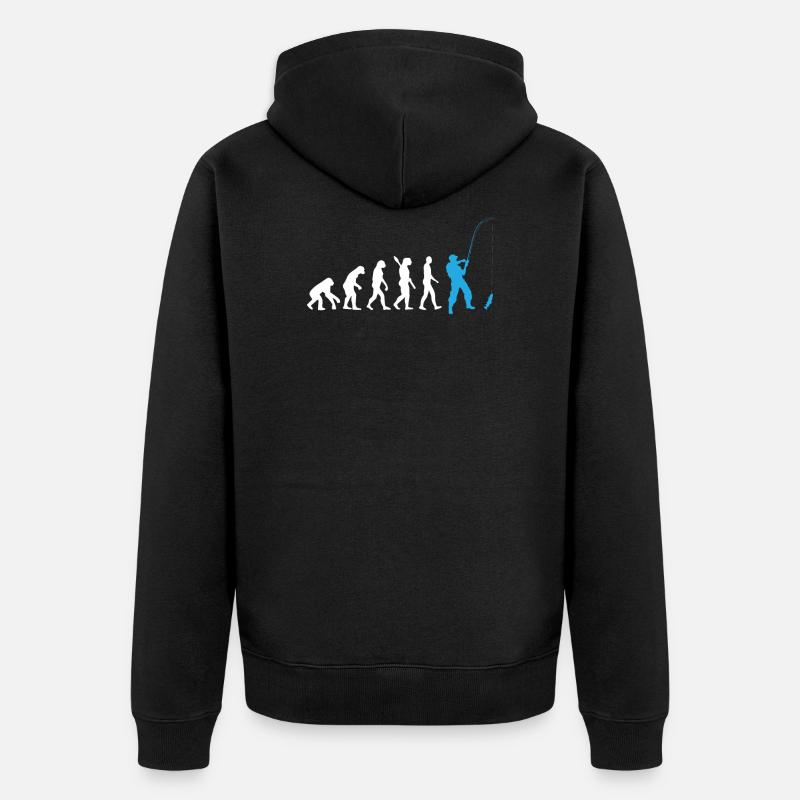 Pêche - Evolution humaine / Darwin / Bleu - Veste à capuche bio Premium Unisexe - noir