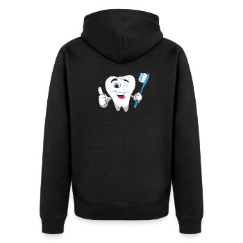 Dentiste - Dent radieuse avec une brosse à dents bleue - Veste à capuche bio Premium Unisexe - noir - Dos - Nico (187cm)
