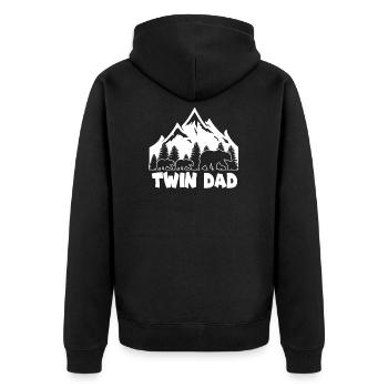 Papa Zwillinge Vater Geschenk I Vatertag Papi - Unisex Premium Bio Zip Hoodie - Schwarz - Hinten - Nico (187cm)