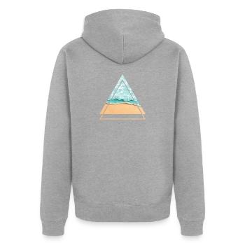 Ocean - turquoise water on the dream beach, triangle - Unisex Premium Organic Zip Hoodie - heather grey - Back - Nico (187cm)