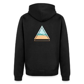 Ozean - türkises Wasser am Traumstrand, Dreieck - Unisex Premium Bio Zip Hoodie - Schwarz - Hinten - Nico (187cm)