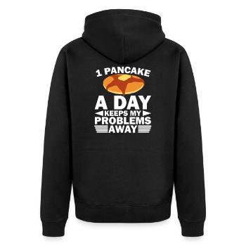 Pancakes Eierkuchen Geschenk I Frühstück Pancake - Unisex Premium Bio Zip Hoodie - Schwarz - Hinten - Nico (187cm)