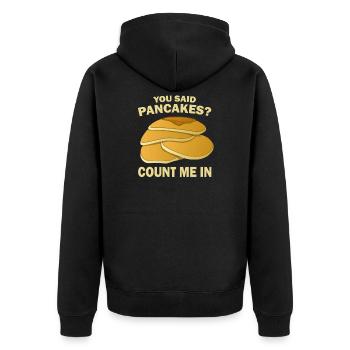 Pancakes Eierkuchen Geschenk I Frühstück Pancake - Unisex Premium Bio Zip Hoodie - Schwarz - Hinten - Nico (187cm)