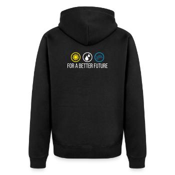 Renewable energy shirt & gift idea - Unisex Premium Organic Zip Hoodie - black - Back - Nico (187cm)