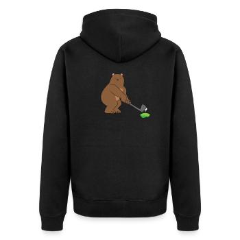 Golf - ours brun / grizzly avec club de golf - Veste à capuche bio Premium Unisexe - noir - Dos - Nico (187cm)