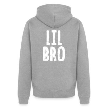 Lil Bro - Veste à capuche bio Premium Unisexe - gris chiné - Dos - Nico (187cm)