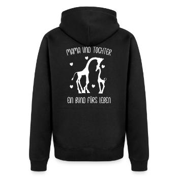 Mama und Tochter ein Bund fürs Leben - Unisex Premium Bio Zip Hoodie - Schwarz - Hinten - Nico (187cm)