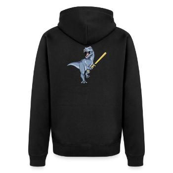 Dinosaur Baseball Dino Batter Trex Softball - Unisex Premium Organic Zip Hoodie - black - Back - Nico (187cm)