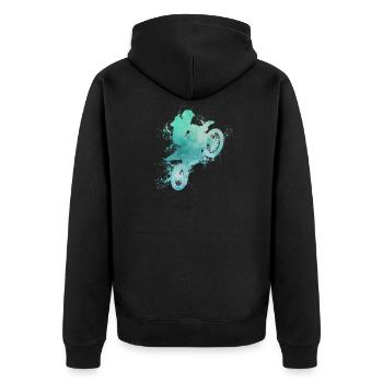 Dirt Bike Supercross Geschenk I Biker MX Motocross - Unisex Premium Bio Zip Hoodie - Schwarz - Hinten - Nico (187cm)