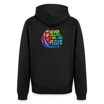 Wasserball Mädchen Geschenk I Frau Wasserballerin - Unisex Premium Bio Zip Hoodie - Schwarz - Hinten - Nico (187cm)