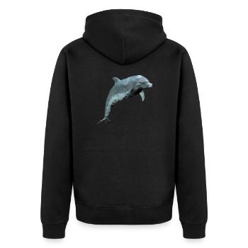 Dolphin - polygon / triangle - Unisex Premium Organic Zip Hoodie - black - Back - Nico (187cm)