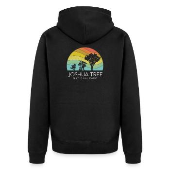 Joshua Tree National Park California Desert Retro - Unisex Premium Organic Zip Hoodie - black - Back - Nico (187cm)