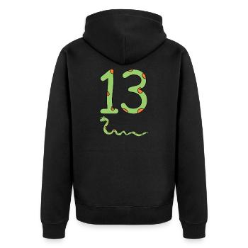 Snake Birthday Boy 13th Thirteenth Kids Reptile - Unisex Premium Organic Zip Hoodie - black - Back - Nico (187cm)