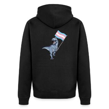 Trans Dinosaur Pride Flag LBGT+ Gay Lesbian TRex - Unisex Premium Organic Zip Hoodie - black - Back - Nico (187cm)