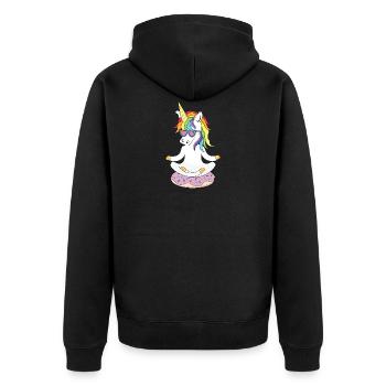 Unicorn Donut Dino Doughnut Kids Glazed Sweets - Unisex Premium Organic Zip Hoodie - black - Back - Nico (187cm)