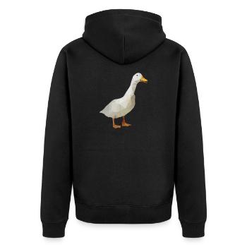 Gans - Polygon / Dreieck - Unisex Premium Bio Zip Hoodie - Schwarz - Hinten - Nico (187cm)