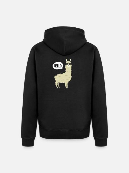 Lama - HELLO Lama avec lunettes de soleil - Premium økologisk unisex-hættejakke - sort