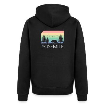 Parc national de Yosemite California Retro Vintage - Veste à capuche bio Premium Unisexe - noir - Dos - Nico (187cm)