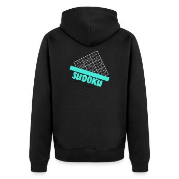 Sudoku Geschenk - Unisex Premium Bio Zip Hoodie - Schwarz - Hinten - Nico (187cm)