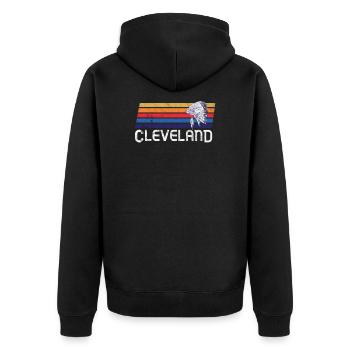 Cleveland Feather Native American Baseball Sport - Unisex Premium Bio Zip Hoodie - Schwarz - Hinten - Nico (187cm)