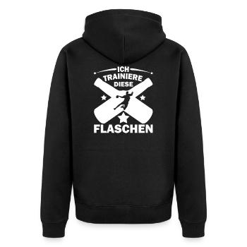 Handball Trainer I Handballer Jugendtrainer - Unisex Premium Bio Zip Hoodie - Schwarz - Hinten - Nico (187cm)