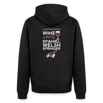 Je veux juste boire du vin et caresser mon épagneul - Veste à capuche bio Premium Unisexe - noir - Dos - Nico (187cm)