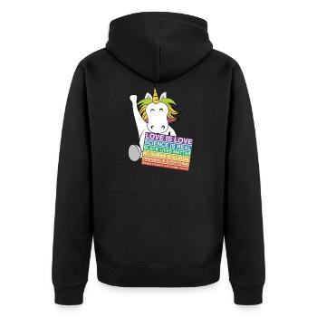 Licorne de justice sociale activiste signe l’équité - Veste à capuche bio Premium Unisexe - noir - Dos - Nico (187cm)