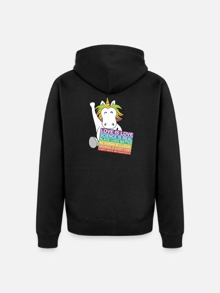 Licorne de justice sociale activiste signe l’équité - Veste à capuche bio Premium Unisexe - noir