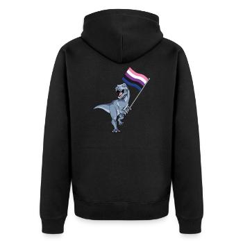 Genderfluid Flag Dinosaurier LGBTQIA Gender Pride - Unisex Premium Bio Zip Hoodie - Schwarz - Hinten - Nico (187cm)