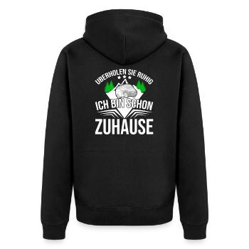 Camper Bus Van Geschenk I Caravan Camping - Unisex Premium Bio Zip Hoodie - Schwarz - Hinten - Nico (187cm)