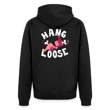 Keep it easy - Unisex Premium Bio Zip Hoodie - Schwarz - Hinten - Nico (187cm)