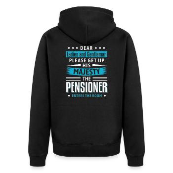 Rentner & Ruhestand 2020 Geschenkidee Mann - Unisex Premium Bio Zip Hoodie - Schwarz - Hinten - Nico (187cm)