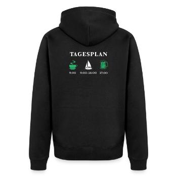 Tagesplan Segeln & Boot Fahren Geschenk - Unisex Premium Bio Zip Hoodie - Schwarz - Hinten - Nico (187cm)