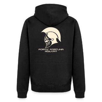Fortis Fortuna Adiuvat - Unisex Premium Bio Zip Hoodie - Schwarz - Hinten - Nico (187cm)