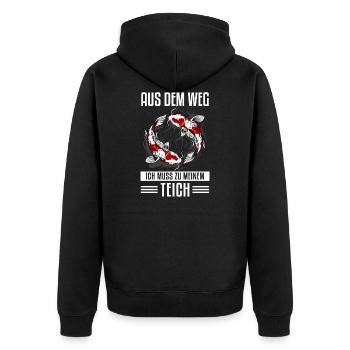 Gartenteich Und Koi Karpfen Liebhaber - Unisex Premium Bio Zip Hoodie - Schwarz - Hinten - Nico (187cm)