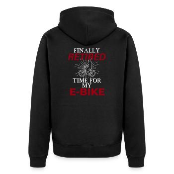 Rentner E-Bike Lustige Geschenkidee - Unisex Premium Bio Zip Hoodie - Schwarz - Hinten - Nico (187cm)