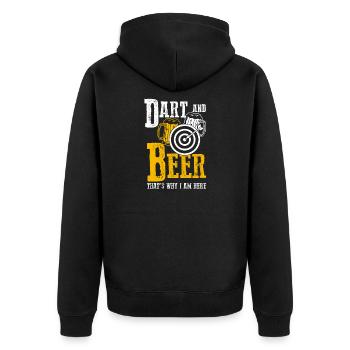 Funny darts & beer gift - Unisex Premium Organic Zip Hoodie - black - Back - Nico (187cm)