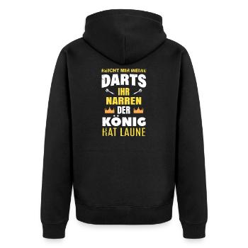 Dart Spruch & Geschenk Dartspieler - Unisex Premium Bio Zip Hoodie - Schwarz - Hinten - Nico (187cm)
