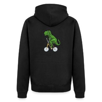 T-Rex road bike gift I Dino cycling bike - Unisex Premium Organic Zip Hoodie - black - Back - Nico (187cm)