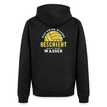 Wasserball - Unisex Premium Bio Zip Hoodie - Schwarz - Hinten - Nico (187cm)
