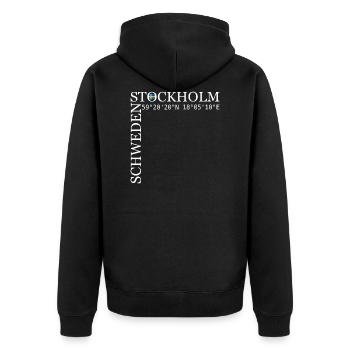 Stockholm Suède Suède coordonnées - Veste à capuche bio Premium Unisexe - noir - Dos - Nico (187cm)