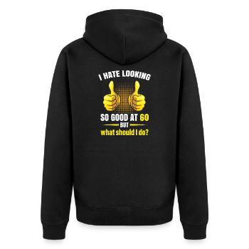 Idée drôle de cadeau d'anniversaire 60e - Veste à capuche bio Premium Unisexe - noir - Dos - Nico (187cm)