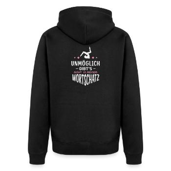 RSG Turnerin Rhythmische Sportgymnastik - Unisex Premium Bio Zip Hoodie - Schwarz - Hinten - Nico (187cm)