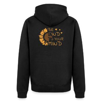 Soyez gentil avec votre esprit Santé mentale de tournesol - Veste à capuche bio Premium Unisexe - noir - Dos - Nico (187cm)