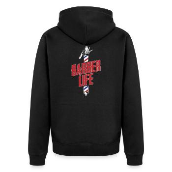 Barber Barbershop Barbier Bart - Unisex Premium Bio Zip Hoodie - Schwarz - Hinten - Nico (187cm)