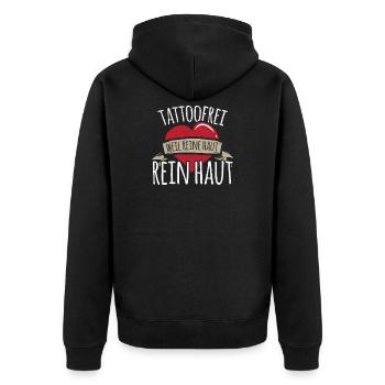 Tattoofrei - Weil Reine Haut Rein Haut Ink - Unisex Premium Bio Zip Hoodie - Schwarz - Hinten - Nico (187cm)
