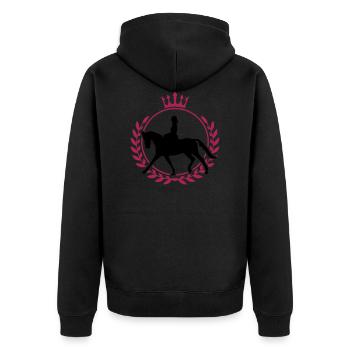 pferd reiten silhouette wappen logo - Unisex Premium Bio Zip Hoodie - Schwarz - Hinten - Nico (187cm)